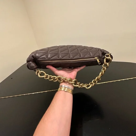 NWT Rare Zara Genuine Leather Quilted Chunky Chain Strap Shoulder Bag - Picture 13 of 17